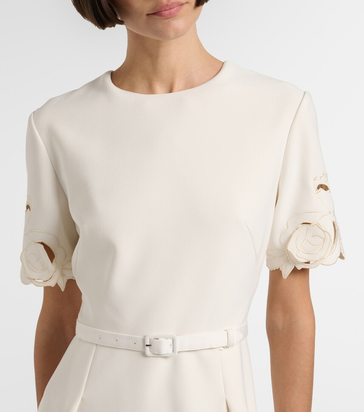 Leo Lin Aurelie belted floral-appliqué minidress