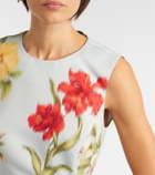 Oscar de la Renta Belted floral faille cocktail dress