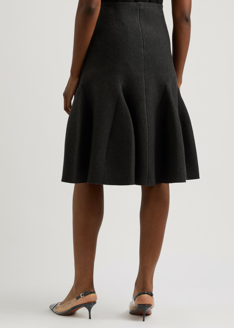 Alaïa Flared Wool-blend Skirt Black ALAÏA