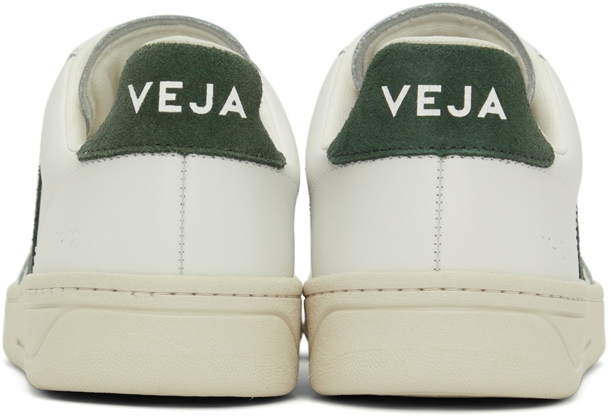 Veja White & Green Leather V-12 Sneakers VEJA