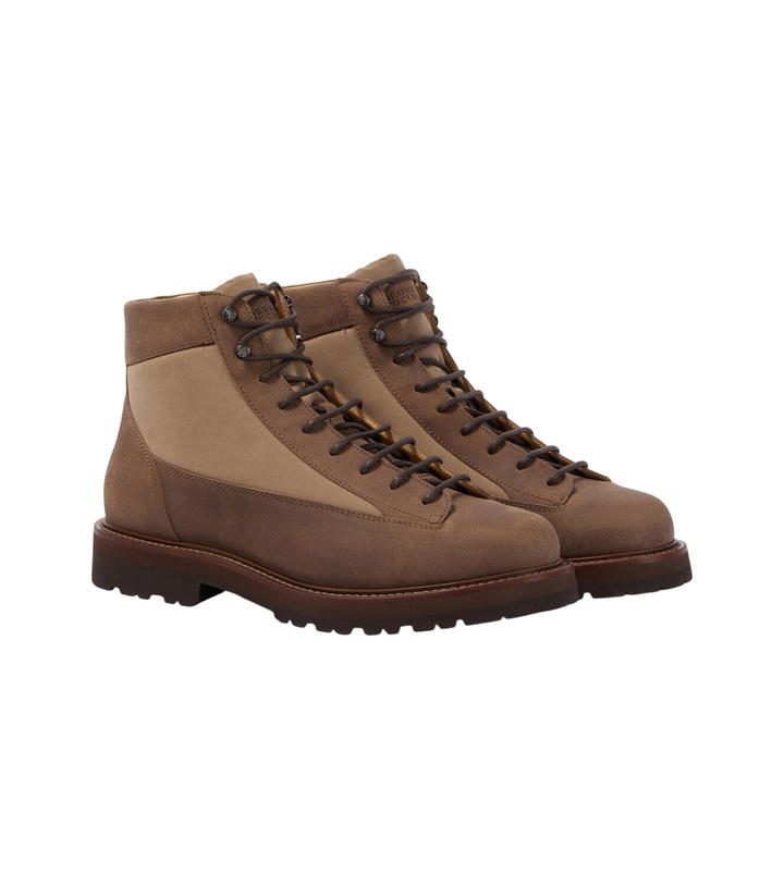 Photo: Brunello Cucinelli Suede-trimmed lace-up boots