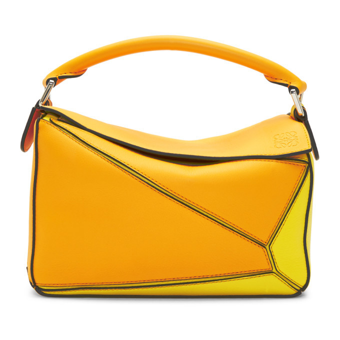 Loewe Orange and Yellow Small Puzzle Bag Loewe