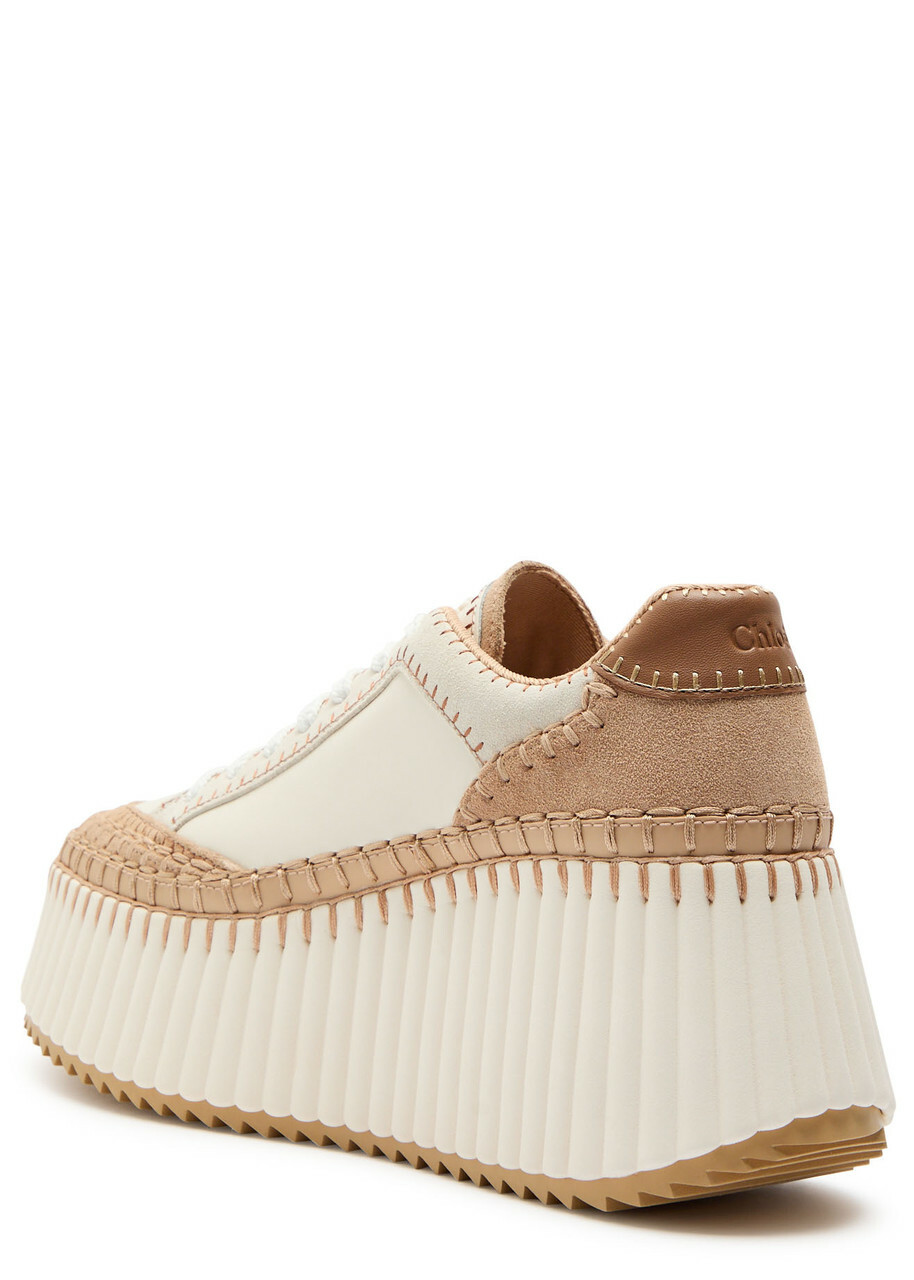 Chloe Nama 80 Panelled Leather Sneakers Beige