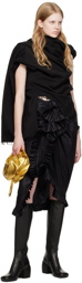 Dries Van Noten Black Ruffled Midi Skirt