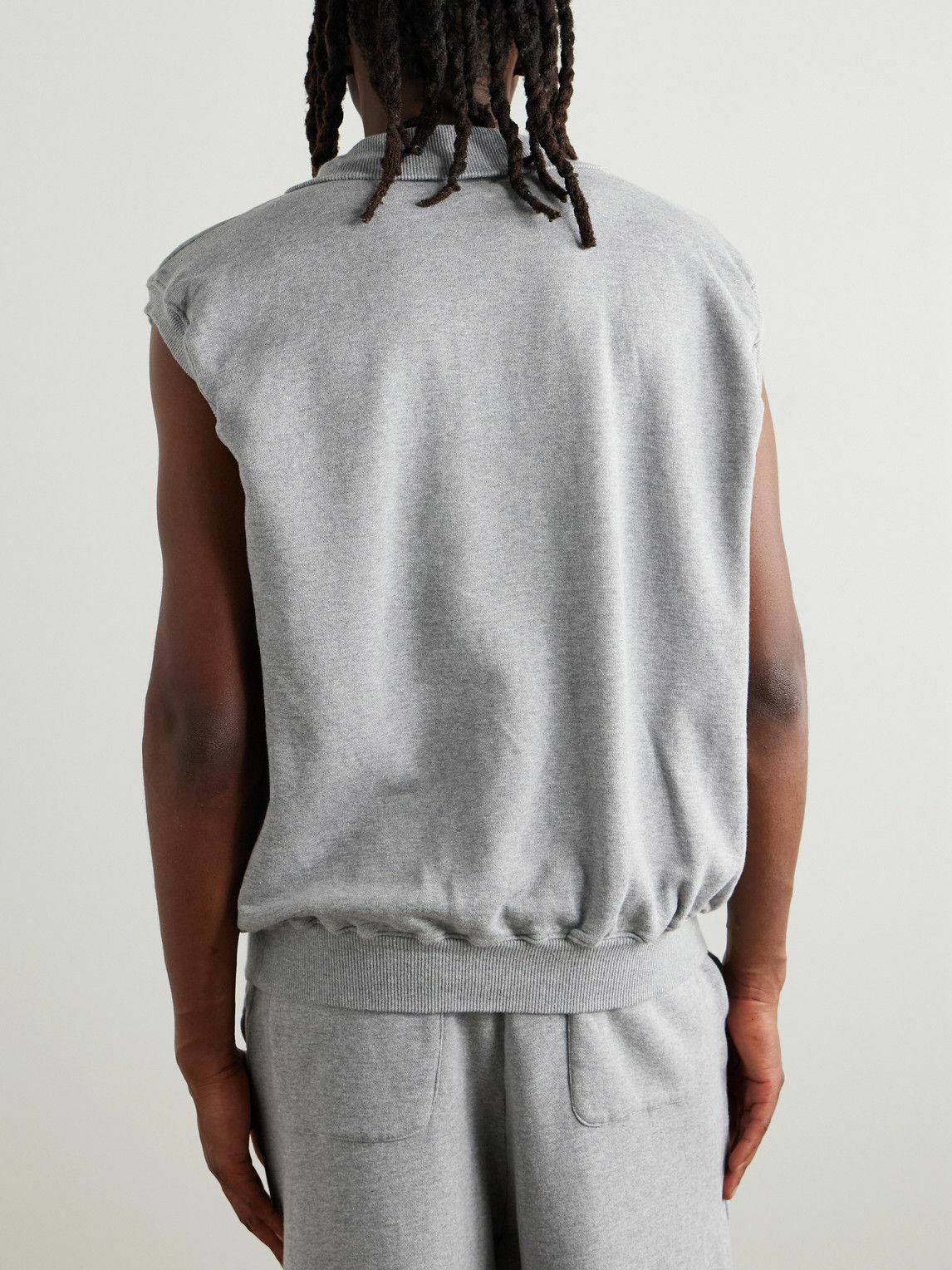 KAPITAL - KO.U Printed Cotton-Jersey Half-Zip Gilet - Gray