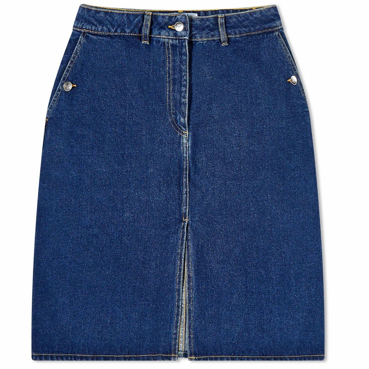 Saks Potts Women's Zoe Denim Midi Skirt in Blue Indigo Saks Potts