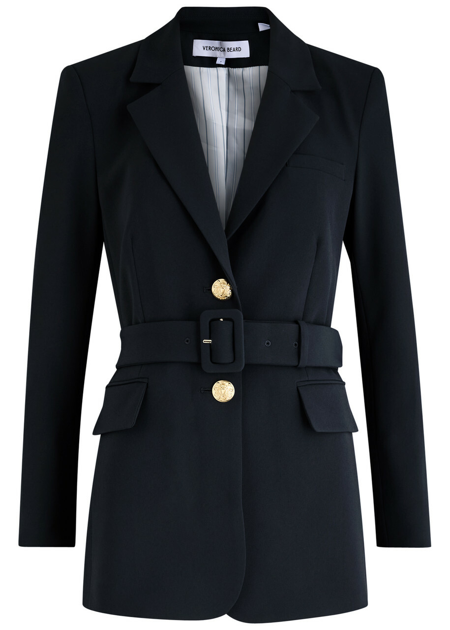 Veronica Beard Ryanne Belted Twill Dickey Jacket Navy