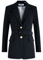 Veronica Beard Ryanne Belted Twill Dickey Jacket Navy