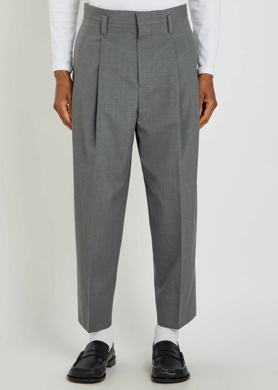 Jil Sander Pleated Wool Trousers Grey