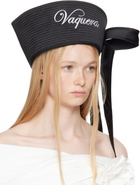 VAQUERA Black Embroidered Sailor Hat