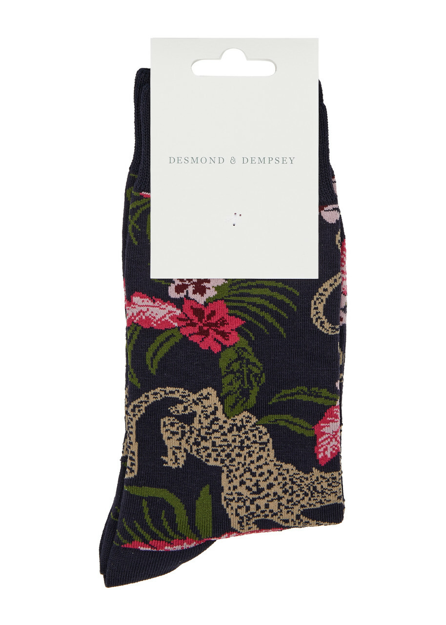 Desmond & Dempsey Soleia Cotton-blend Socks Navy