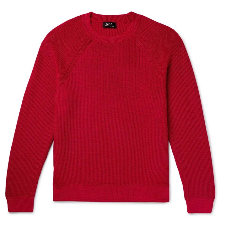 Photo: A.P.C. - Slim-Fit Knitted Sweater - Red