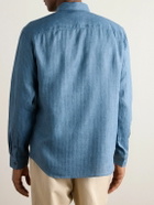 Club Monaco - Slim-Fit Button-Down Collar Striped Linen Shirt - Blue