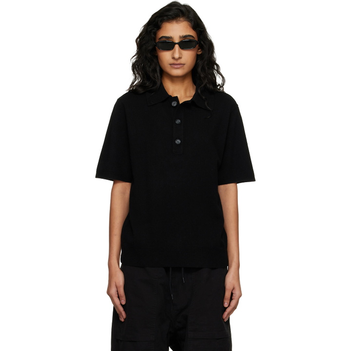 Photo: Entire Studios Black Short Sleeve Knit Polo