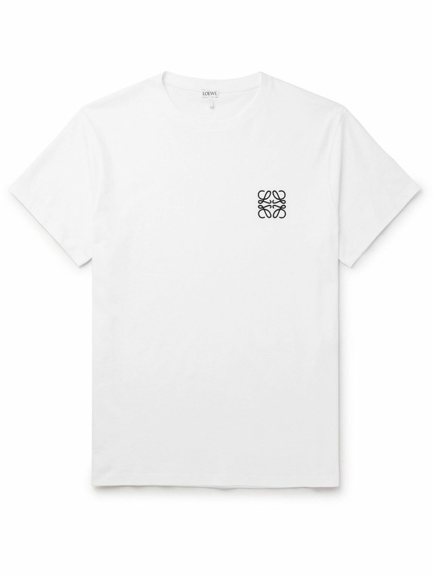 Photo: Loewe - Logo-Embroidered Cotton-Jersey T-Shirt - White