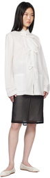 AO Yes White Mandarin Collar Jacquard Shirt