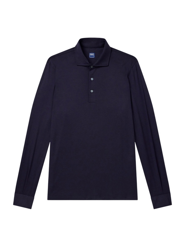 Photo: FEDELI - Helium Wool-Jersey Polo Shirt - Blue