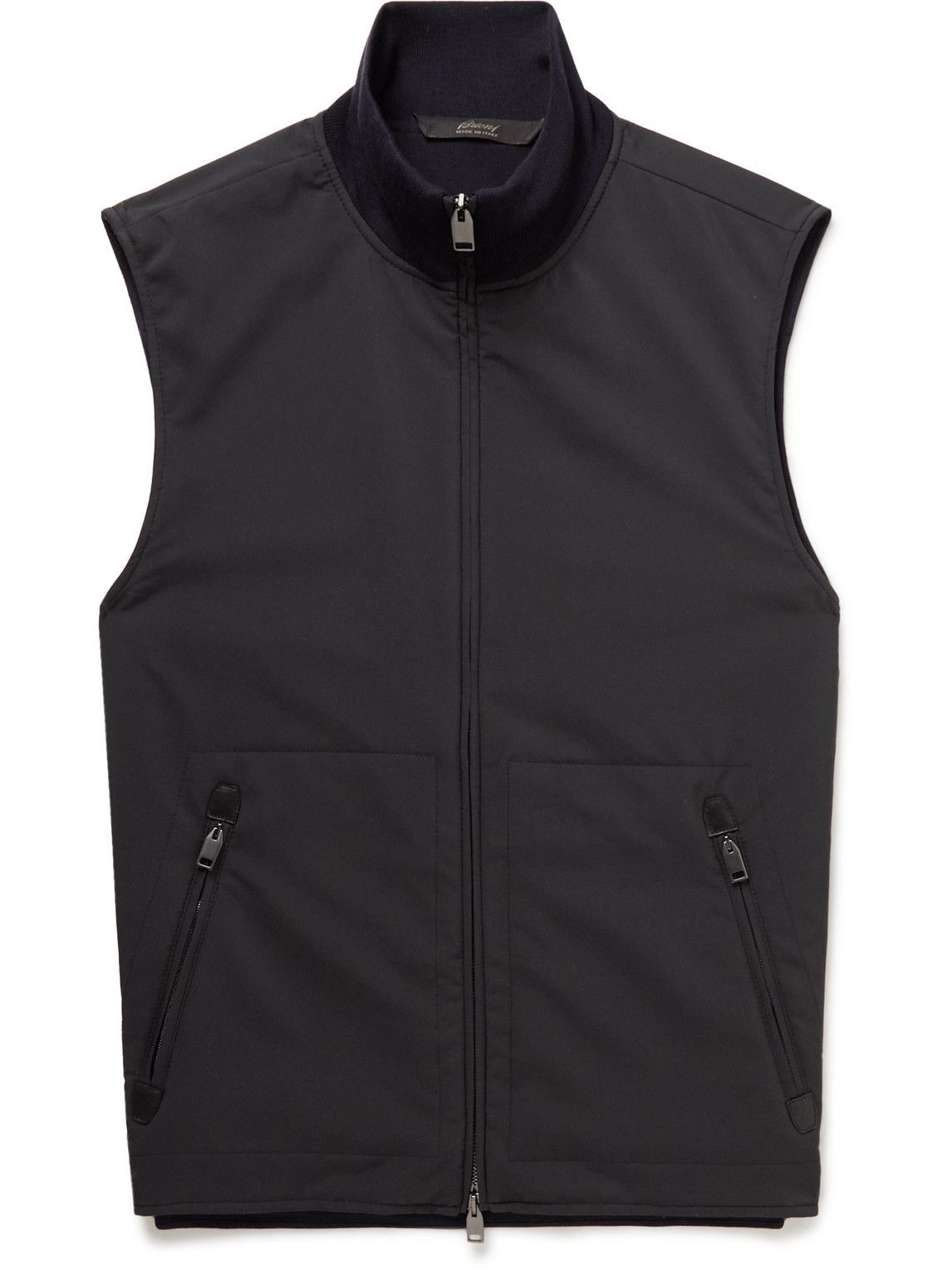 Brioni - Leather-Trimmed Shell and Wool Gilet - Black Brioni