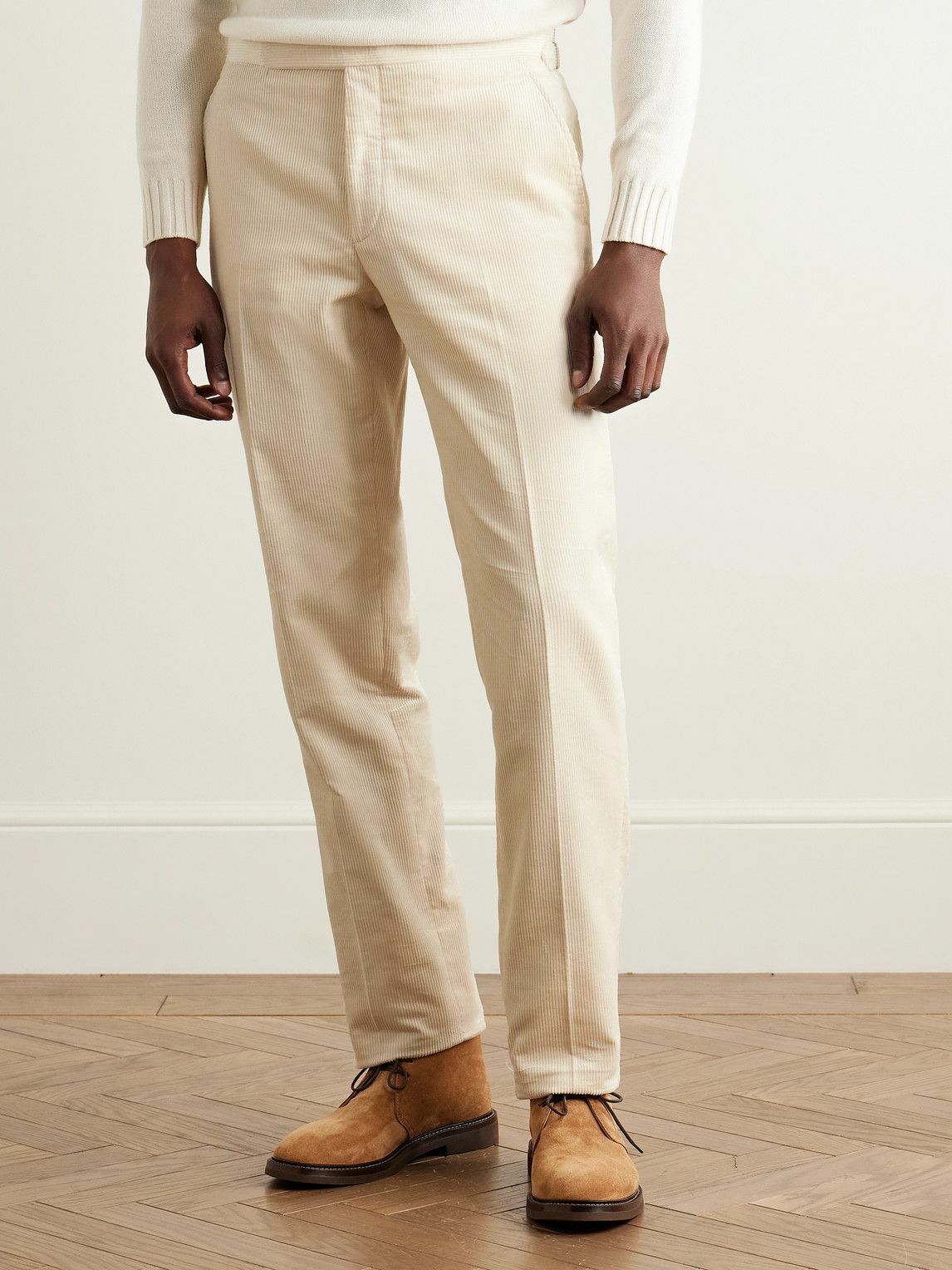 Ralph Lauren Purple label - Gregory Straight-Leg Cotton-Corduroy Trousers - Neutrals