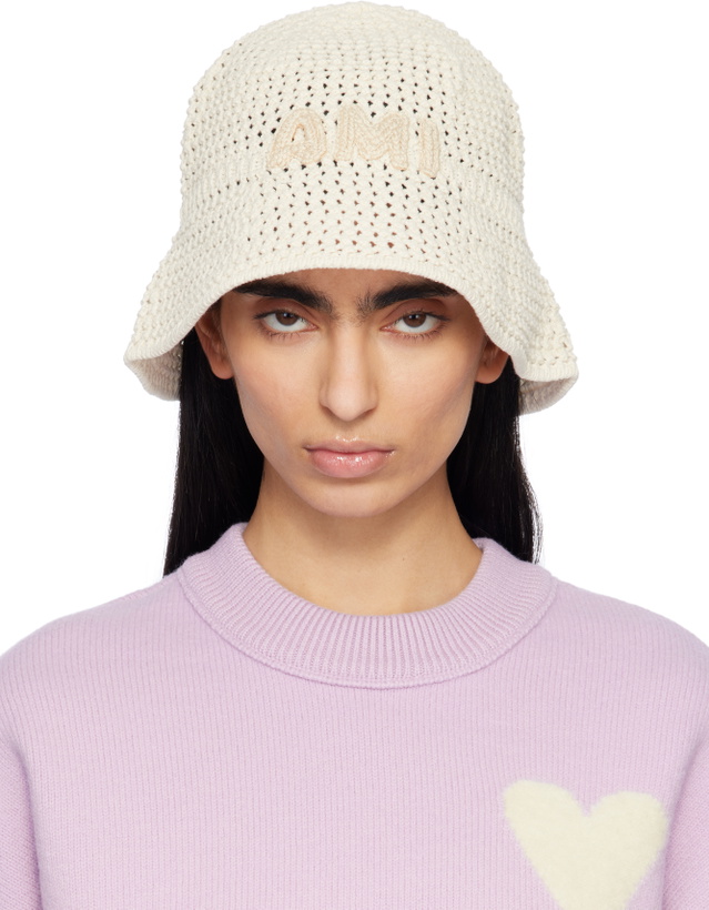 Photo: AMI Paris Off-White Knit 'AMI' Patch Bucket Hat