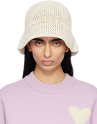 AMI Paris Off-White Knit 'AMI' Patch Bucket Hat