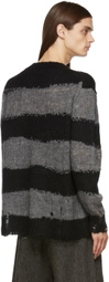 Acne Studios Black & Grey Stripe Distressed Sweater