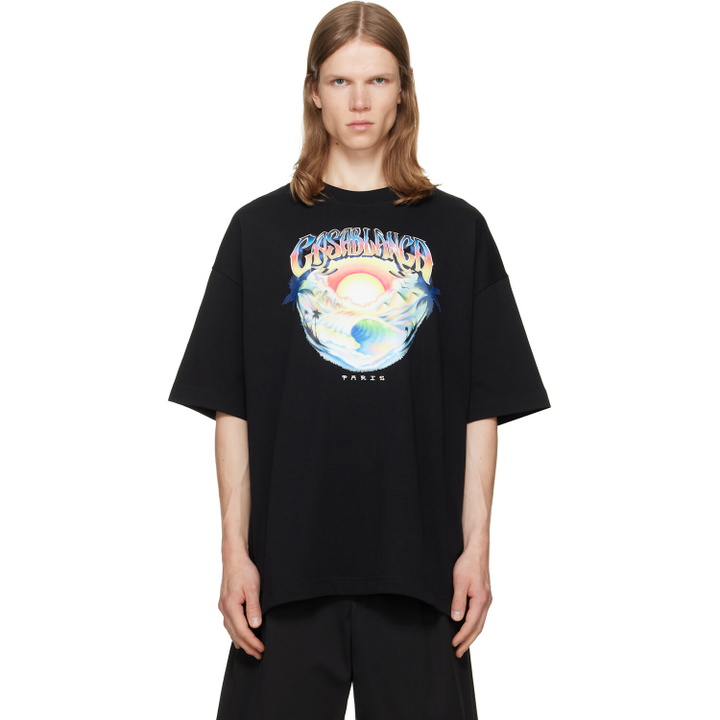Photo: Casablanca Black Airspray Oversized Short Sleeve T‑shirt