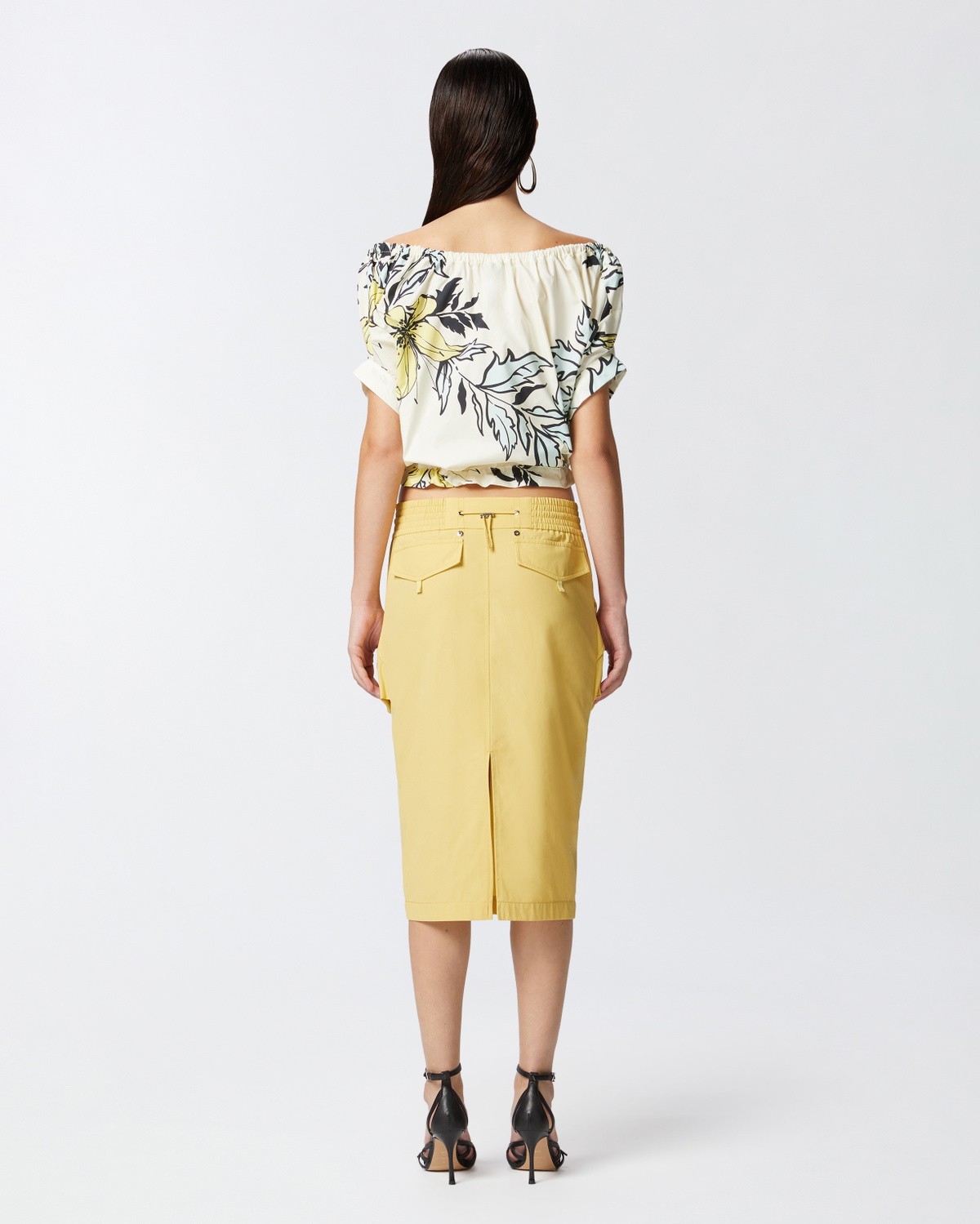 Pinko Pencil Skirt With Maxi Pockets Rattan Yellow