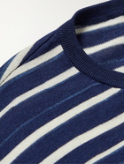 Peter Millar - Offshore Striped Wool, Silk and Linen-Blend Sweater - Blue