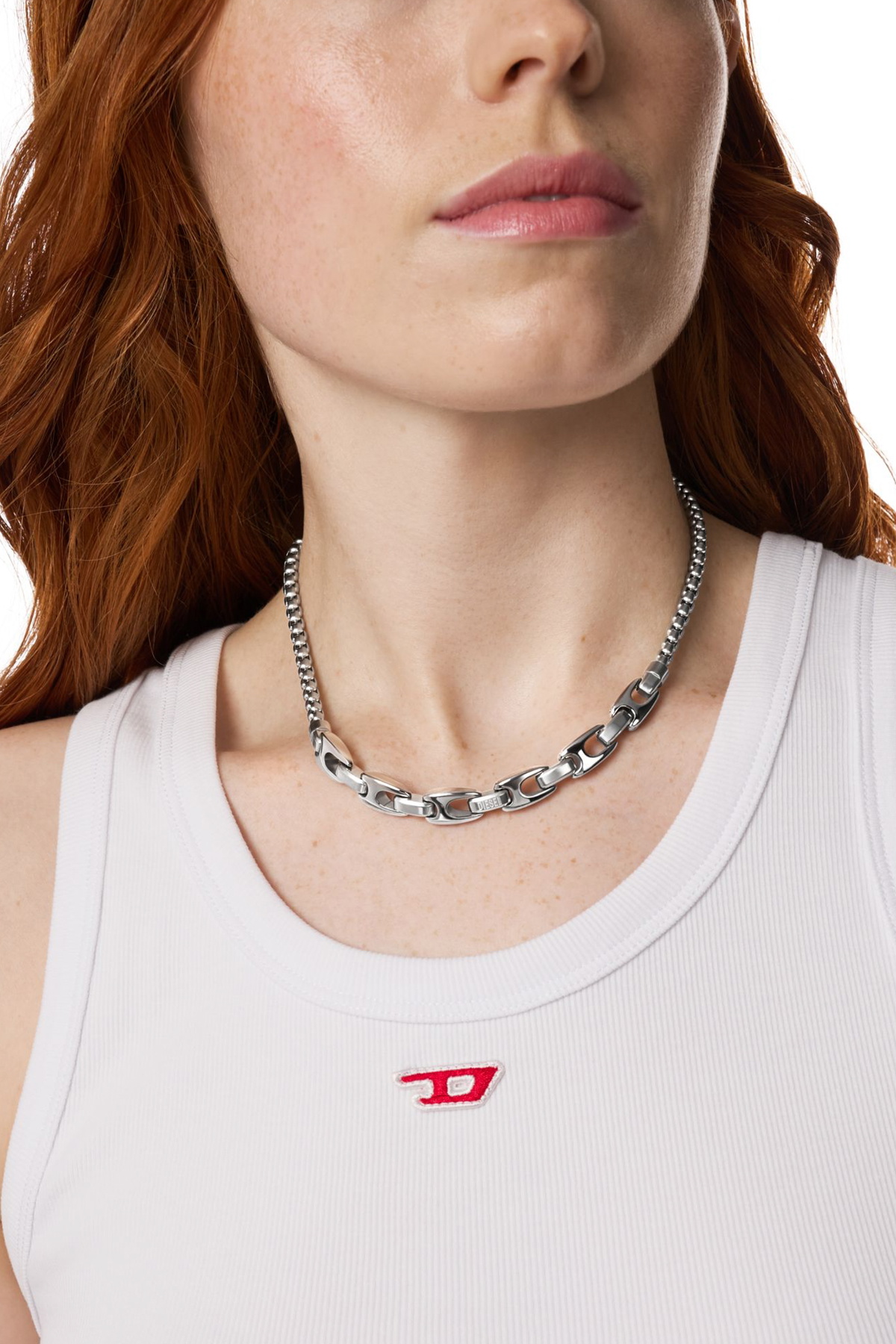Diesel Stainless steel drop earring - Necklaces - Unisex - Silver