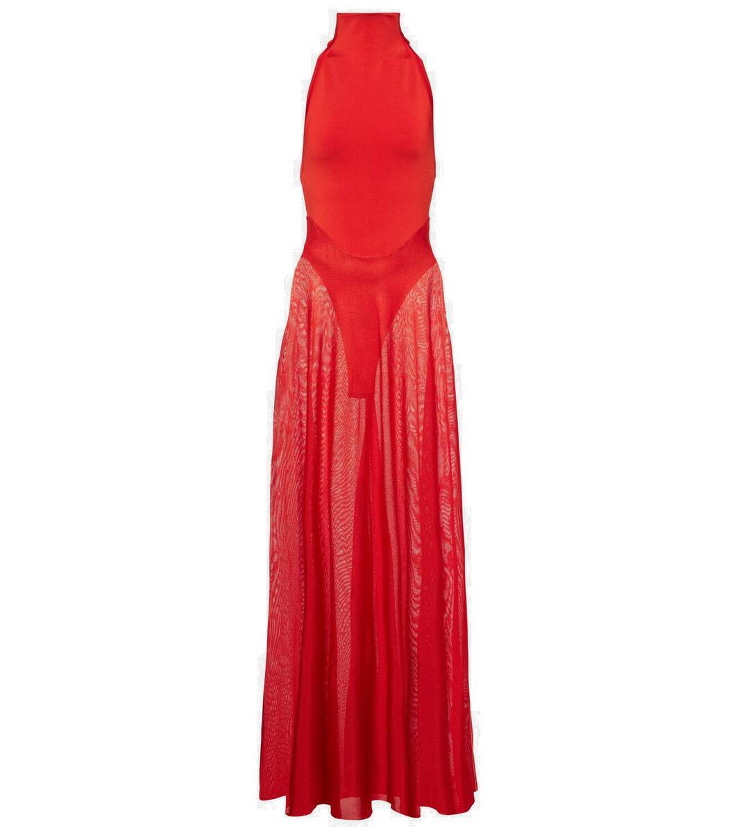 Alaïa Jersey and mesh maxi dress ALAÏA