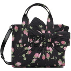 Marc Jacobs Black Vintage Floral Canvas Oversized Bow Small Tote
