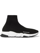 BALENCIAGA - Speed Stretch-Knit Slip-On Sneakers - Black