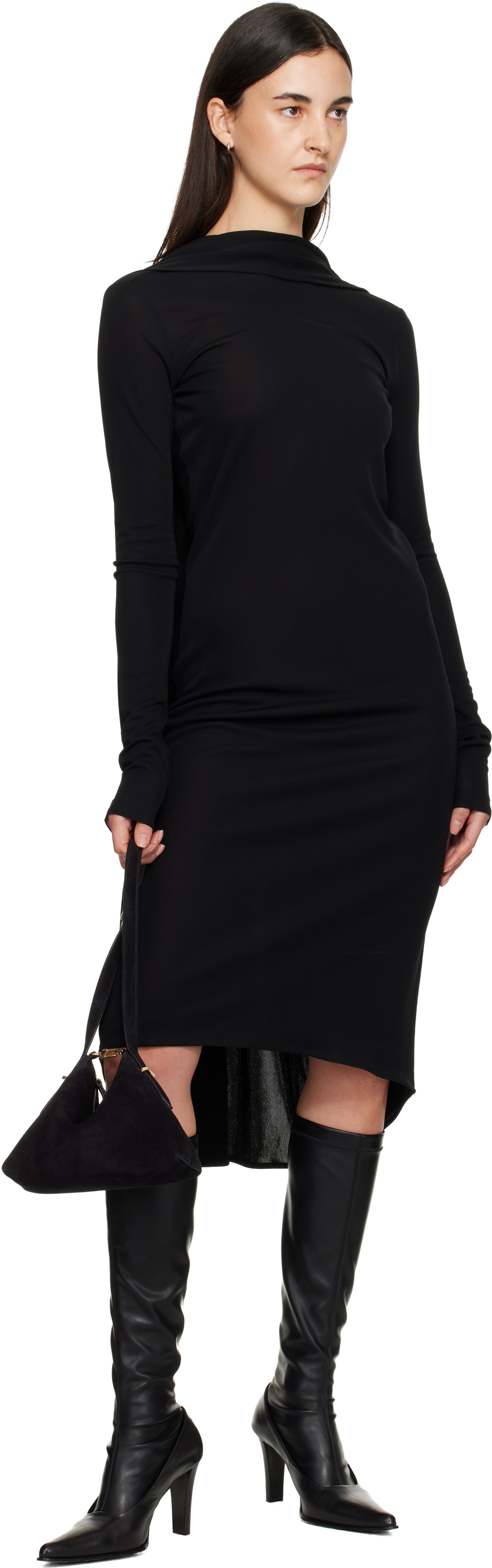 TOTEME Black Cocoon Cape Midi Dress