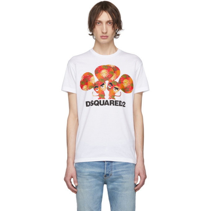 Photo: Dsquared2 White Cool Fit Graphic T-Shirt