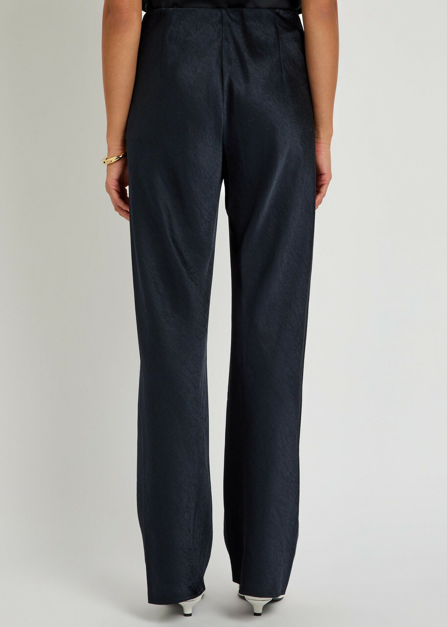 Vince Colette Wide-leg Satin Trousers Navy