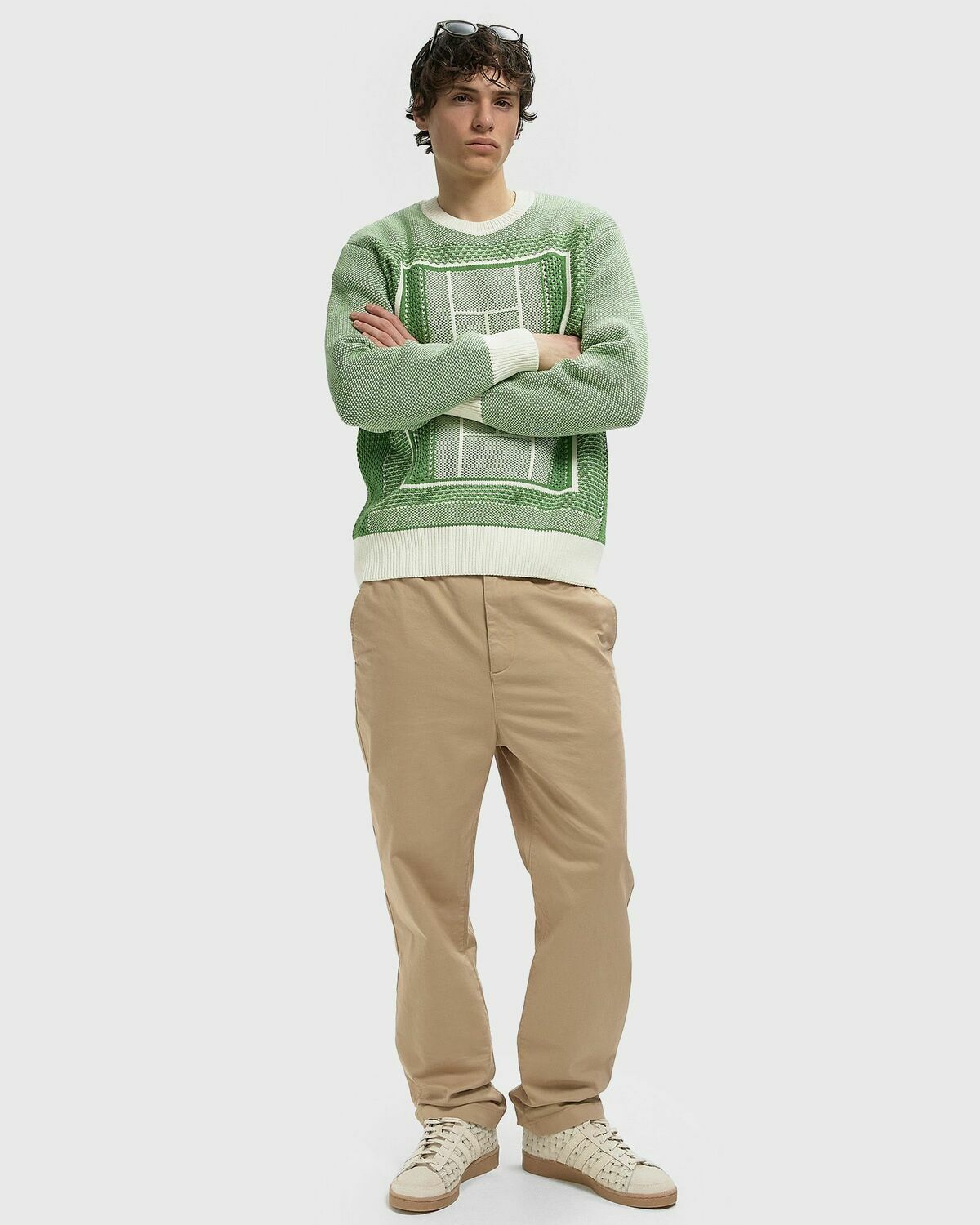 Tennis Court Graphic Jacquard Sweater