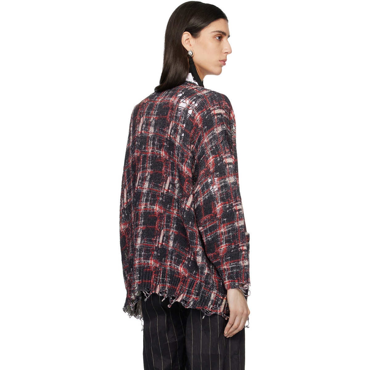 R13 Black & Red Printed Oversized Cardigan