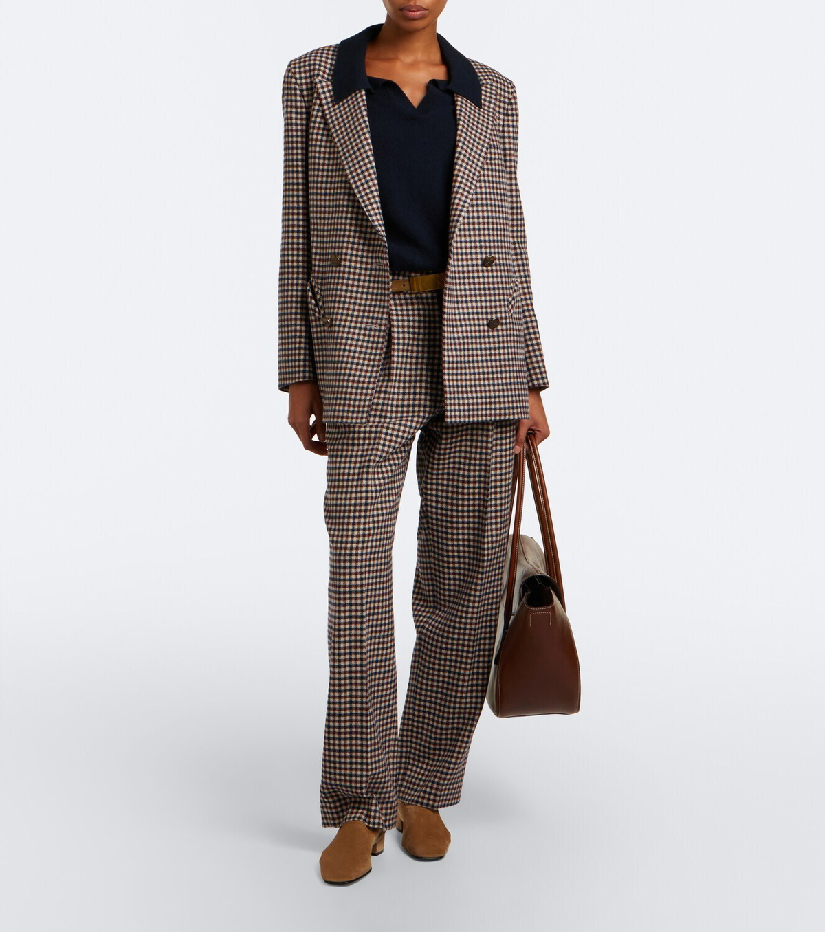 Blazé Milano Fox checked wool and cashmere straight pants