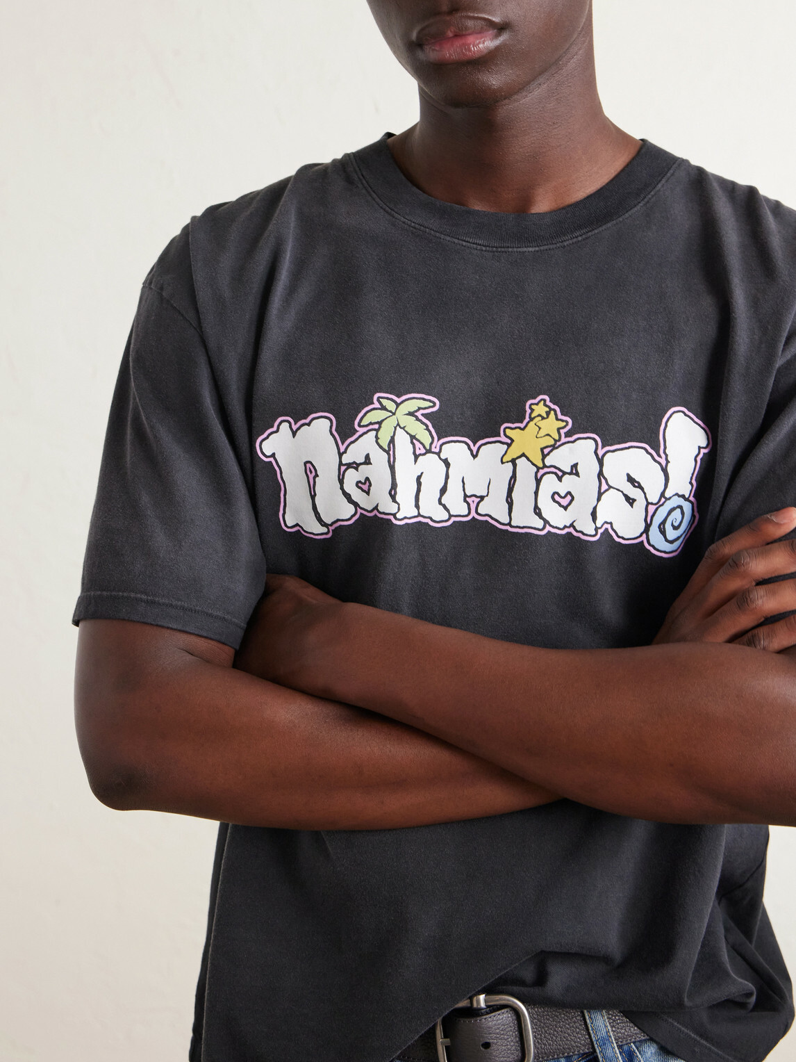 NAHMIAS - Boardwalk Logo-Print Cotton-Jersey T-Shirt - Black