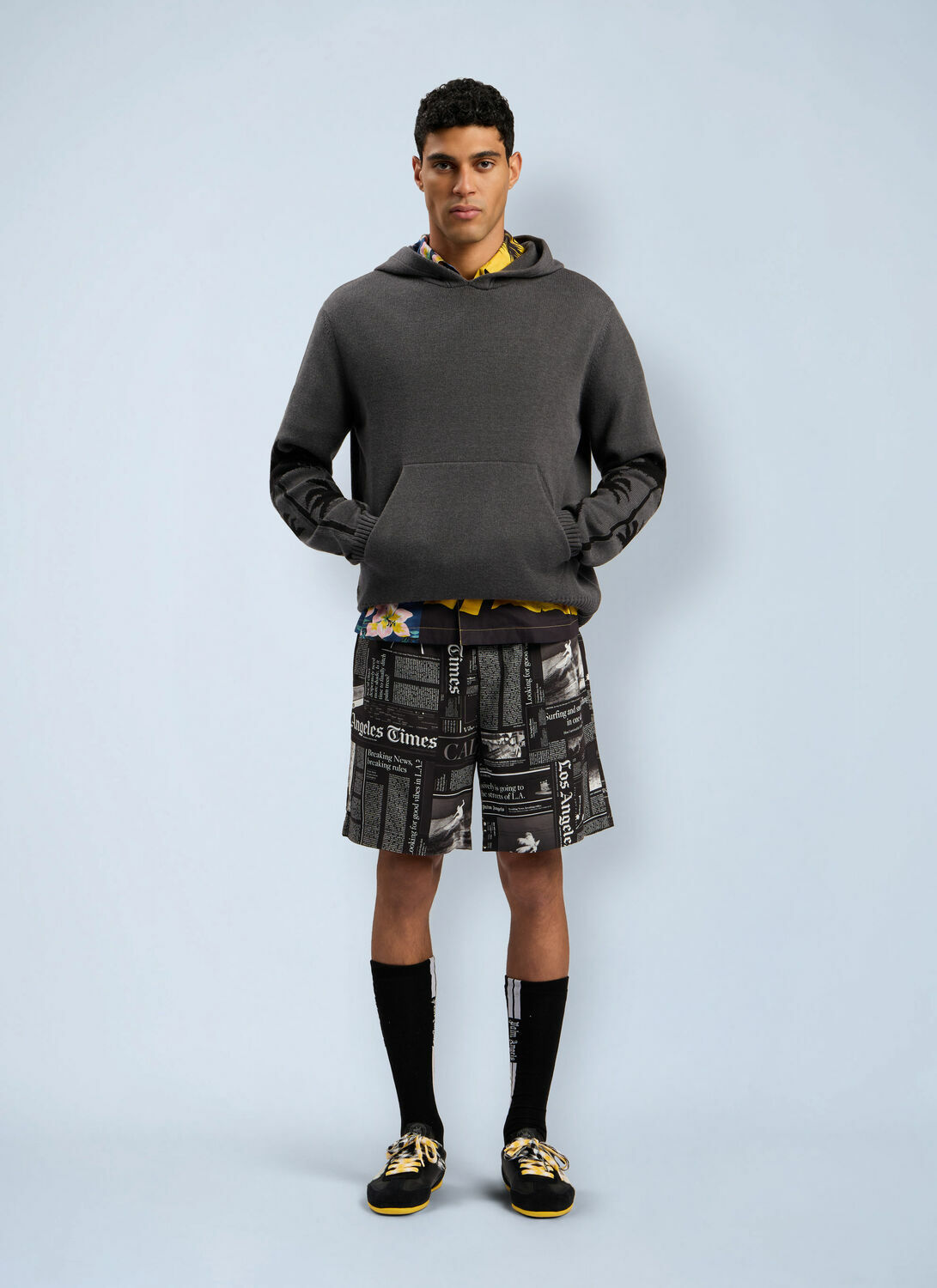 Palm Angels Back Palms Knit Hooded Sweatshirt