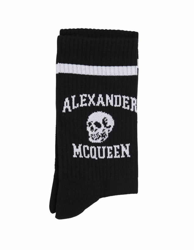 Photo: Alexander McQueen Logo Skull Socks In Black