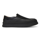 Jil Sander Black Suede Vulcanized Slip-On Sneakers