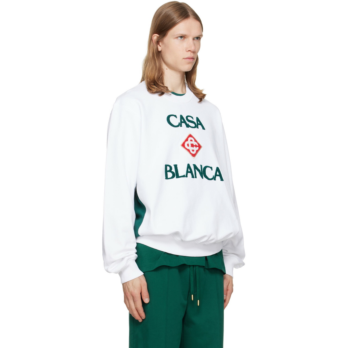 Casablanca White Diamond Logo Embroidered Sweatshirt