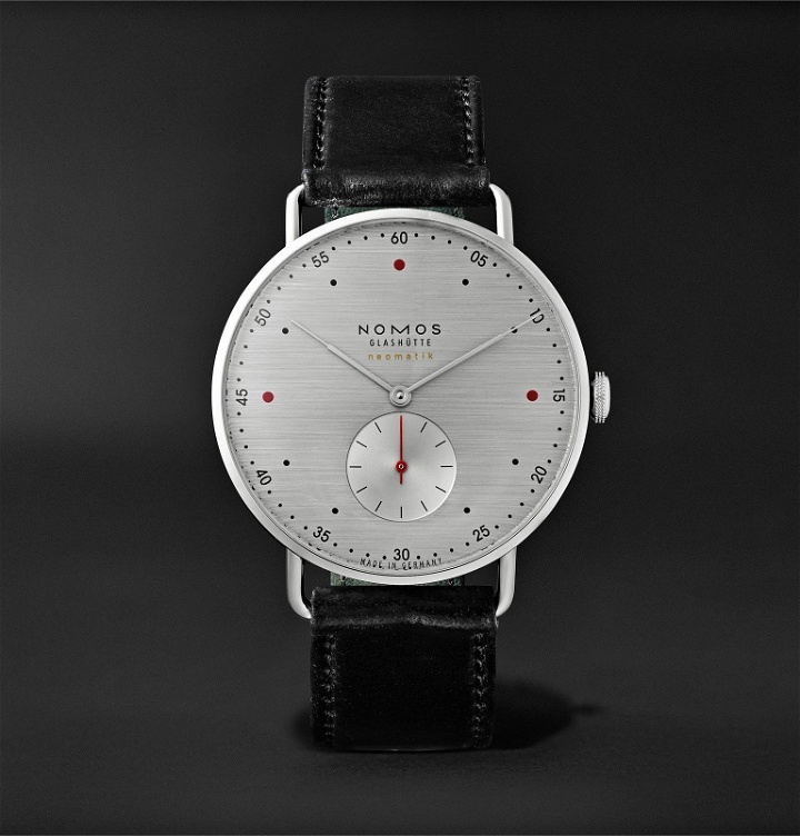 Photo: NOMOS Glashütte - At Work Metro Neomatik Automatic 39mm Stainless Steel and Leather Watch, Ref. No. 1115 - Silver