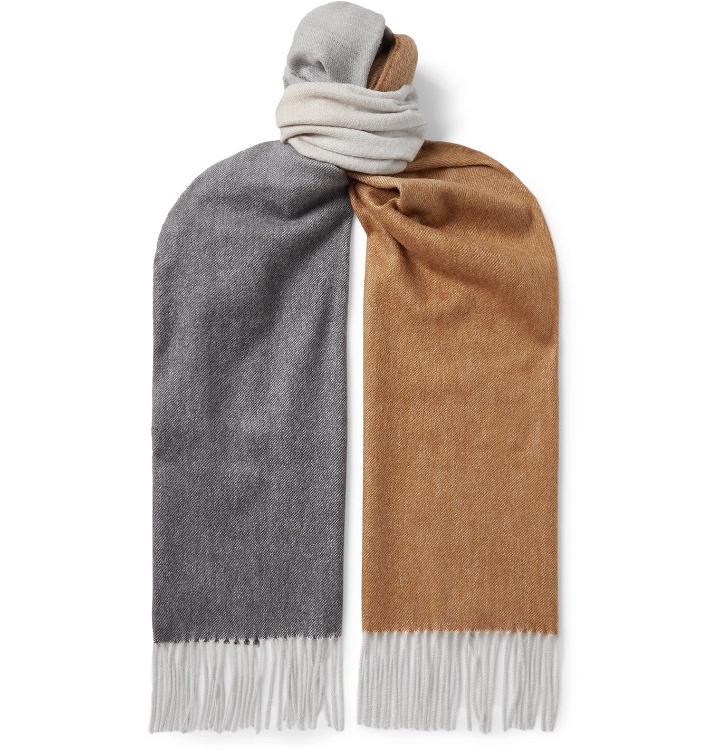 Photo: Johnstons of Elgin - Fringed Prince of Wales Checked Cashmere Scarf - Neutrals