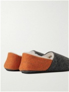 Mr P. - Fleece-Lined Two-Tone Recycled-Felt Slippers - Orange