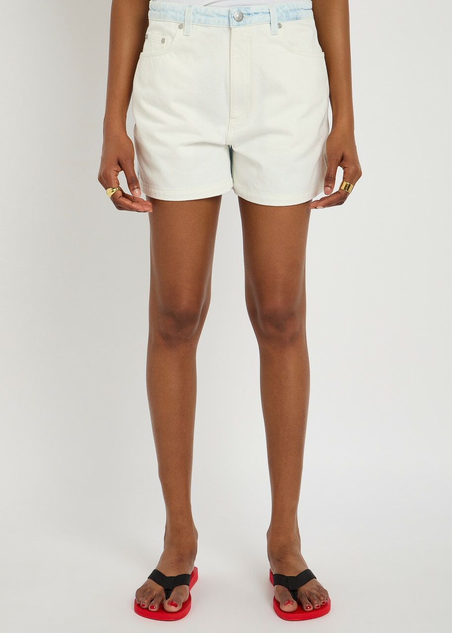 Stella Mccartney Panelled Stretch-denim Shorts White