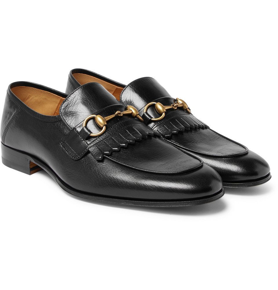mock Aubergine Midlertidig Gucci - Harbor Horsebit Fringed Leather Loafers - Men - Black Gucci