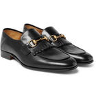 Gucci - Harbor Horsebit Fringed Leather Loafers - Men - Black